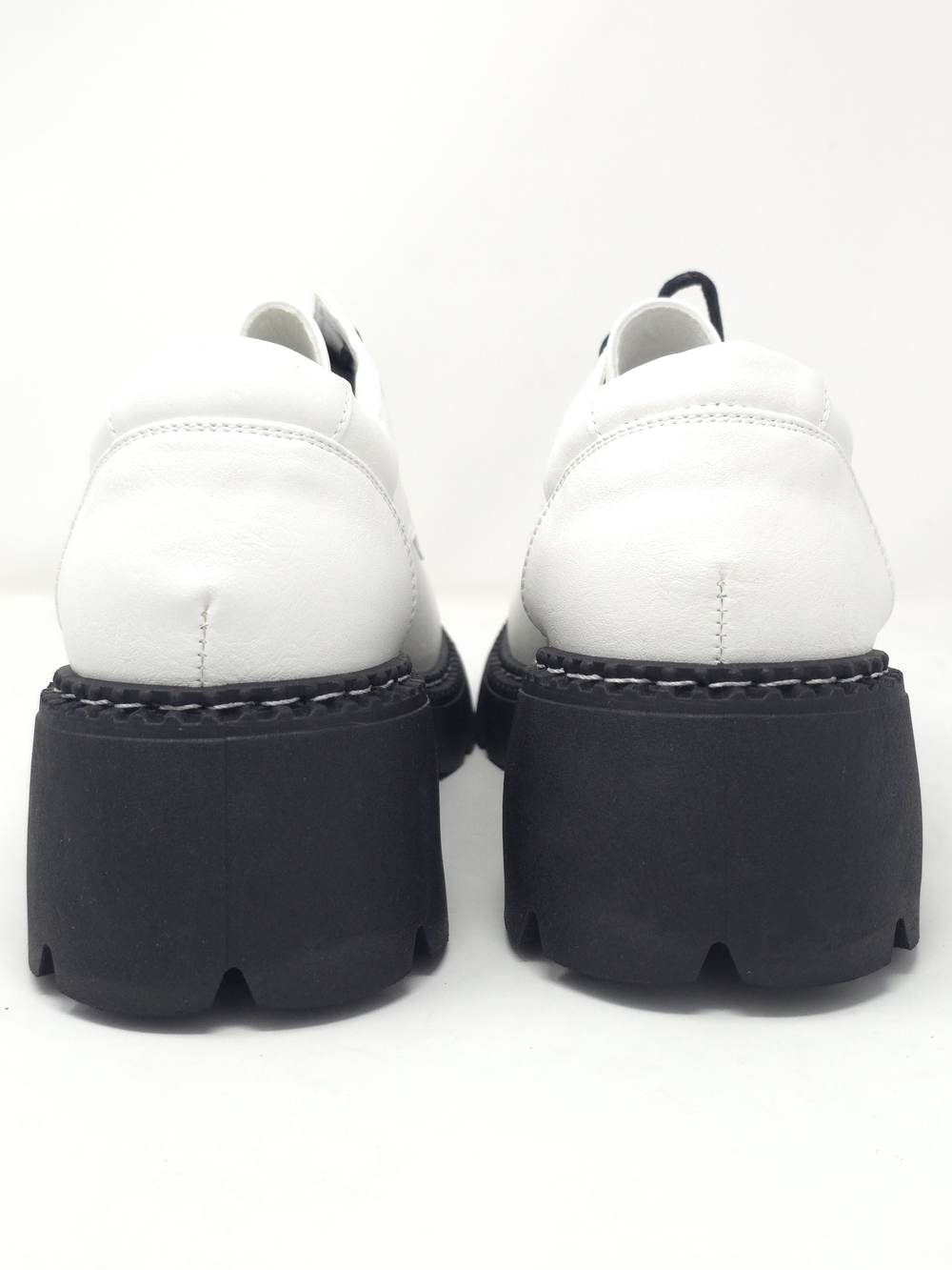 White Patent Brogue Lace up Faux Leather Loafers Chunky Black Lug Sole Oxfords - Picture 4 of 9